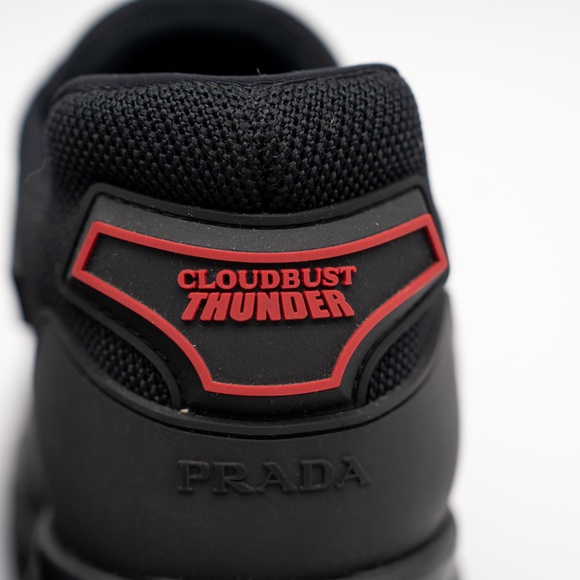 size 41eu 11 US Prada Cloudbust Thunder Mid Top Sneakers Black Wedge - Picture 9 of 12